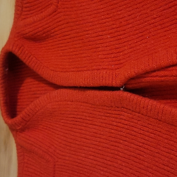 Vintage 80s Red Orange Ribbed Wool Knit Cropped Sweater XS - Picture 9 of 16